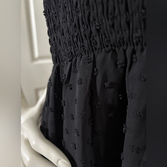 Pretty garden Black Ruched Sleeveless Maxi Dress size small tie shoulder flowy - Picture 9 of 14